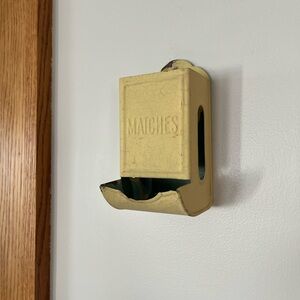 Vintage Hanging Rustic Yellow Matchbox Holder